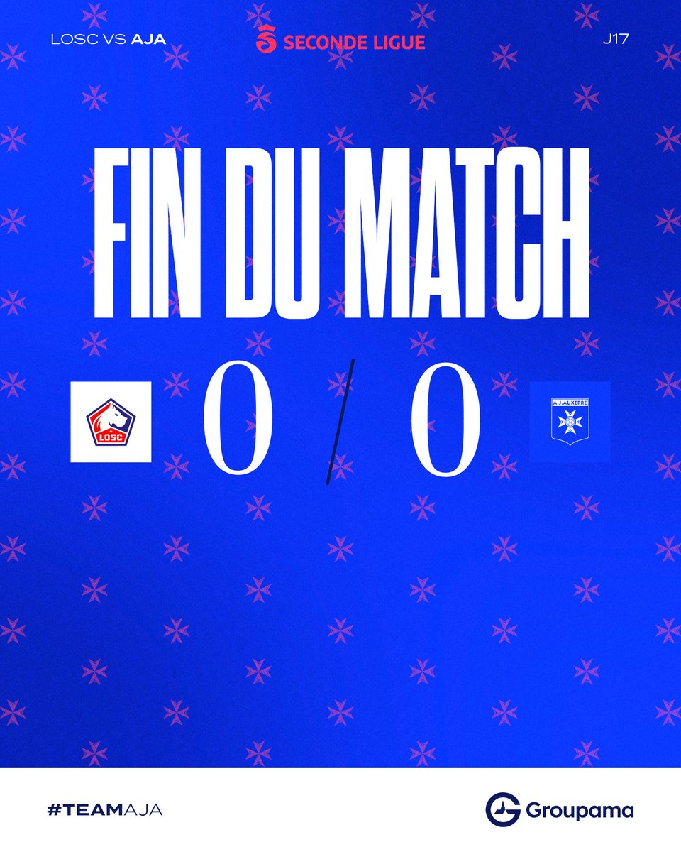 RT by @aja: 🔚 𝑭𝒊𝒏 𝒅𝒆 𝒎𝒂𝒕𝒄𝒉 Nos Auxerroises repartent de Lille avec le point du match nul. Cap maintenant sur la réception du @GF38_Officiel ! ⚔️🔵⚪️#TeamAJA #LOSCAJA (0-0) pic.