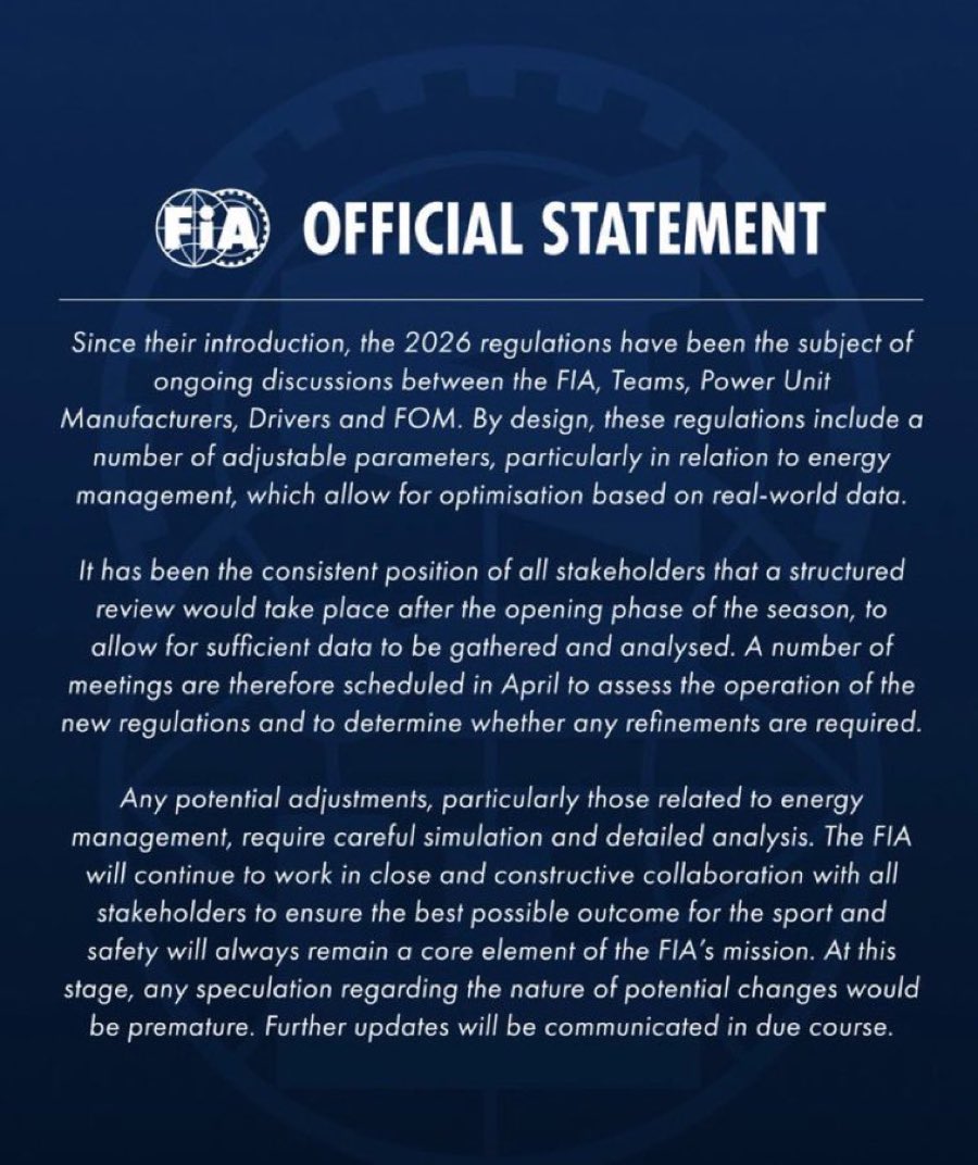 Your losing millions of dollars and fans and share holders are fed up with this ridiculous <a href="/fia/">FIA</a> 2026 rules. You better change things asap or you will be without fans drivers and have Formula 1 vanish into the distance. Wake up!