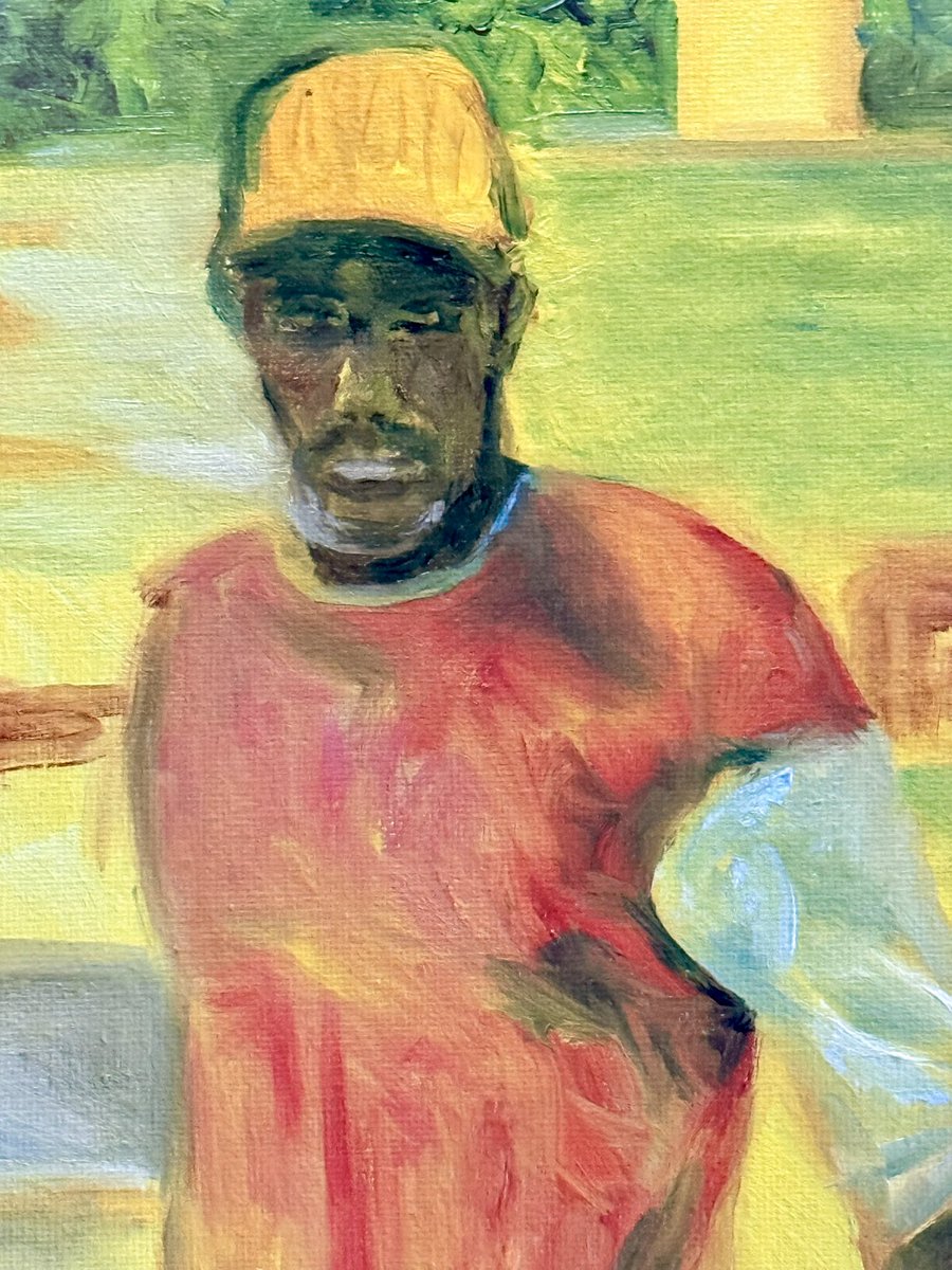 kevinclusive's tweet photo. New work and trying to keep it loose…the buildup of values and colour when the eyes emerge always catches me off-guard. #oilpainting #maracasbeach #trinidadandtobago #workinprogress https://t.co/ngkR7uaiDD