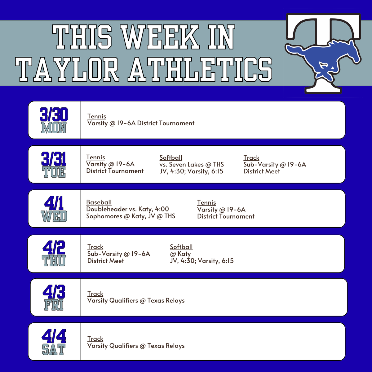 Taylor Athletics (Katy ISD) tweet media