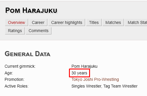 AdriGn202's tweet image. se os ha colado un 0 eh Cagematch, Pom Harajuku tiene 3 años, no 30