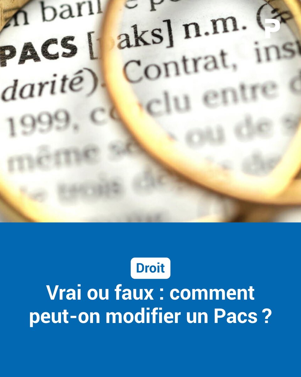 Le_Progres's tweet photo. Droit. Vrai ou faux : comment peut-on modifier un Pacs ?
➡️ https://t.co/5cAXqWTFk5 https://t.co/rozXzptQPs