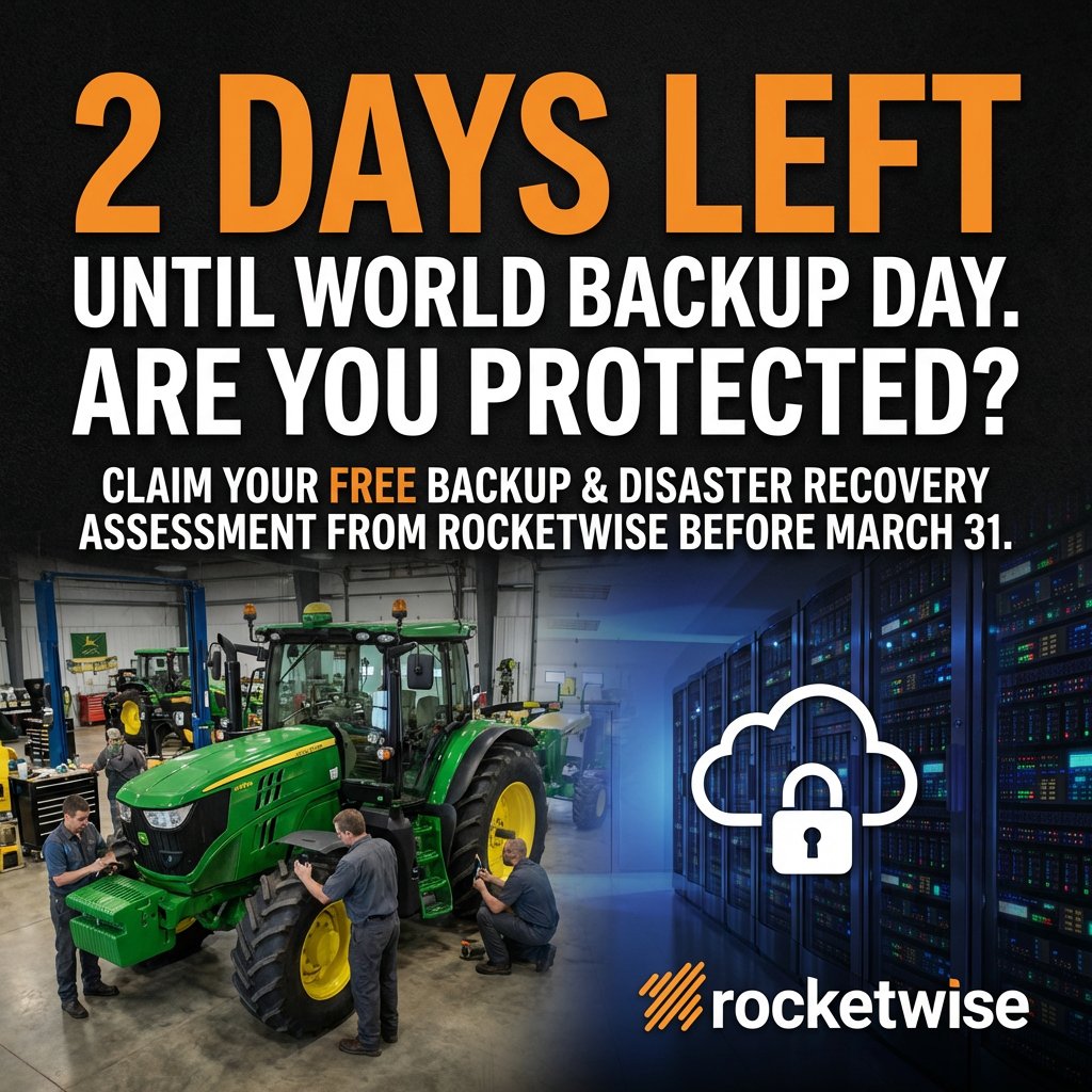 rocketwiseinc's tweet photo. 2 days until World Backup Day! 💾

This is your reminder to check your backup situation before Tuesday.

Not sure where to start?

rocketwise offers FREE Backup &amp; Disaster Recovery Assessments.
Claim yours before March 31. 👇

https://t.co/CFdgAyr3yn

#WorldBackupDay #DataBackup https://t.co/ZLCIsdIbJz