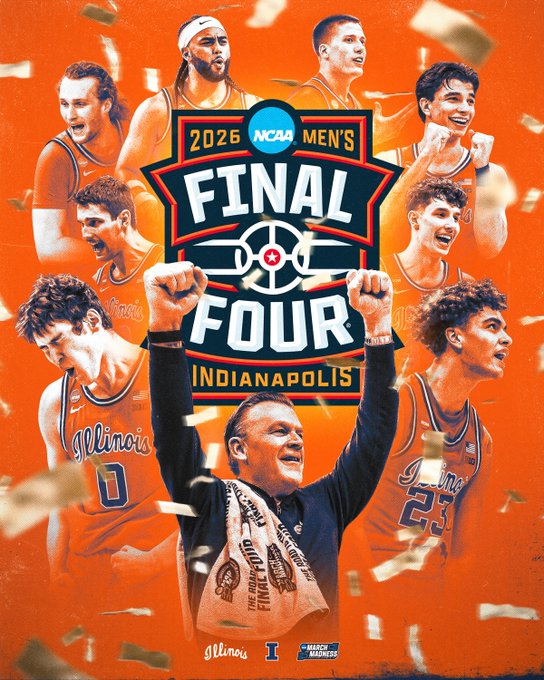 AmyKathleen3's tweet photo. @RamblersMBB Illinois sees your ancient video, and Illinois raises you a FINAL FOUR trophy.  You all are no longer the most recent team from this state to make a Final Four - Illinois now rightfully is!  Our State, Our Team! ILL...INI... https://t.co/1HEfQJSIPS