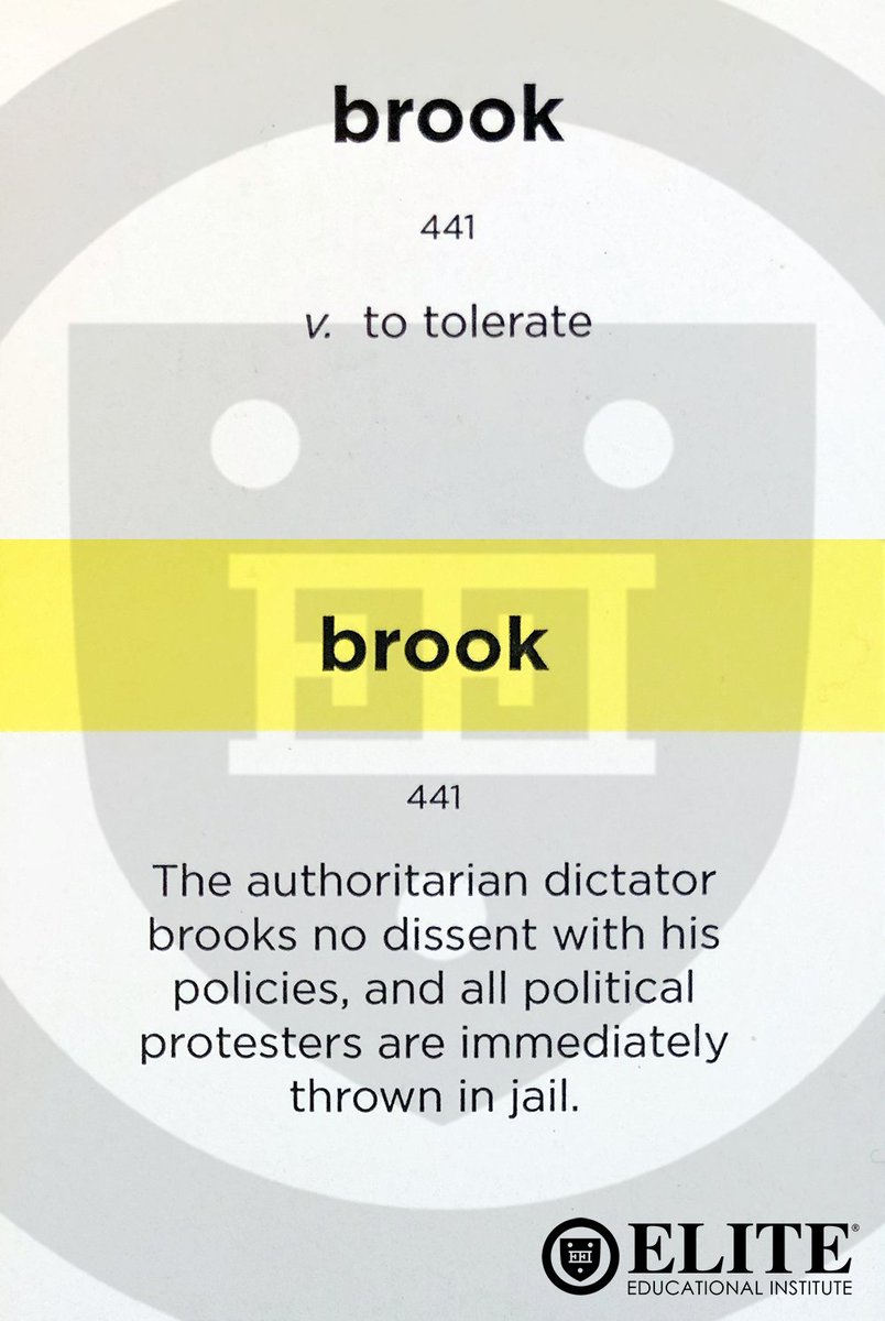 ElitePrepSAT's tweet image. Brook

(v.) to tolerate

#vocabulary #WordoftheDay