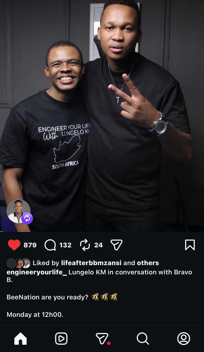 Set your times BEE 🐝 Nation 🚀🚀🚀

BRAVO B THE KING 
BEES FOR BRAVO B 
#LindokuhleNsele 
#Bravob