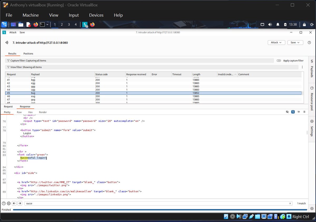 NwangwuAnt20021's tweet photo. DAY 9 CAPSTONE PROJECT 
This is me exploiting broken authentication on bWAPP. I brute forced a password request using the brute forcer payload type in burpsuite. 
@Mydeen4u @georgiaweidman @ireteeh @CyberRacheal @Sisinerd @cybersafehq @axiaafrica
#brokenauth #bWAPP #capstoneP https://t.co/9s3ghz7SuV