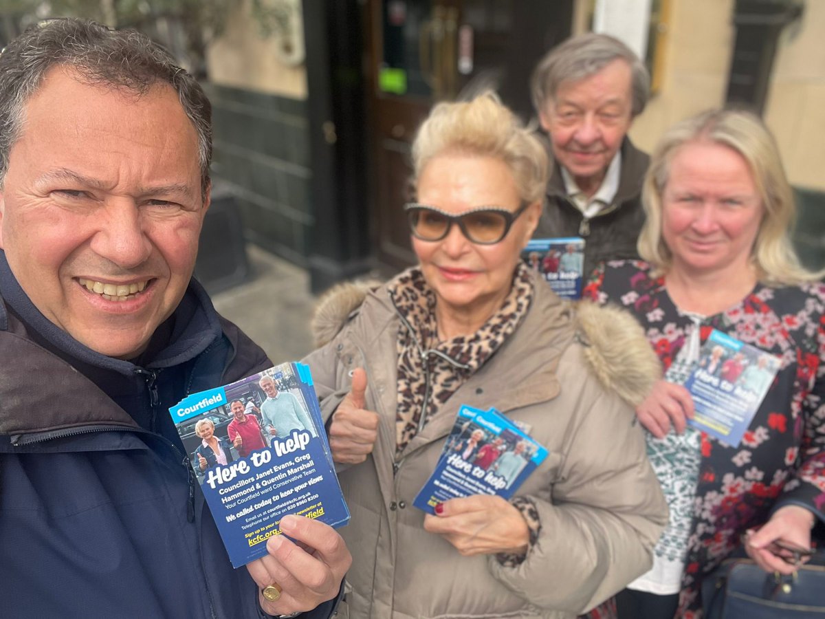 GregHammond66's tweet photo. Thanks to @FelicityBuchan for helping me and @janetevansRBKC listening to South Kensington residents today. 
Big support for re-electing our @KCFConservative-controlled council on 7 May for outstanding local services and good value for money.
#VoteConservative #ToryCanvass https://t.co/J0SPUfh8c6