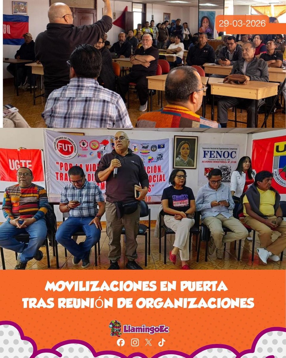 #ATENCIÓN

ORGANIZACIONES ANUNCIAN MOVILIZACIONES Y EXIGEN CAMBIOS AL GOBIERNO

Más de 50 organizaciones sociales, sindicales y populares entre ellas FUT, UNE, CONASEP y Federación Médica resolvieron una serie de acciones tras reunirse en Quito.

Entre los principales puntos,