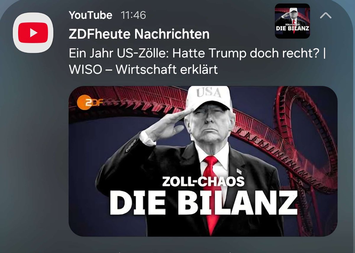 fneuhann's tweet photo. Am Donnerstag jährt sich ein besonderer Trump-Auftritt zum 1. Mal: der „Liberation Day“, an dem er die Welt mit Zöllen überzog. 
Was hat’s gebracht? In der neuen Folge unseres Explainer-Formats ziehen wir heute schon Bilanz. https://t.co/mE7d1Cf14u