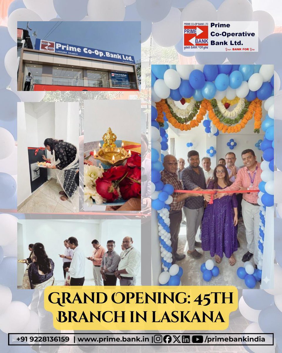 primebankindia's tweet image. We’ve officially opened our doors in Vadod, Pariya, Mota Varachha, and Laskana! Come say hello to the Prime Co-Operative Bank team and explore how we can grow together. 📈🏦
#PrimeBankIndia #NewBeginnings #SuratBusiness #BankingMadeEasy #MilestoneReached