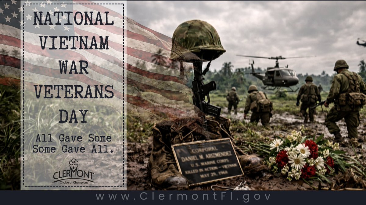 cityofclermont1's tweet photo. Sunshine, smiles, and a city full of energy. Today, our champions are out enjoying everything that makes Clermont special. From parks and trails to family events and friendly gatherings, it is a beautiful reminder of the life we share together.
But on this National Vietnam War Veterans Day, we pause.
Behind every moment of freedom is a story of sacrifice.
58,220 lives lost.
More than 300,000 wounded.
Thousands more forever changed.
These are not just numbers. They are sons, daughters, friends, and neighbors who gave everything so we could live freely and fully.
As you enjoy this day, take a quiet moment to reflect. Honor their courage. Remember their sacrifice. Carry their legacy forward in how we care for one another and serve our community.
They represent the very best of us. The true spirit of Clermont. Champions in every sense of the word. Let us never forget.

Learn more and stay connected with your community:
https://t.co/ioLySOC1SO

Read our EZine:
https://t.co/y4WvnSG9Jb

#clermont #clermontfl #clermontinfo #clermontflorida #clermontnews #allclermont #clermontevents #choiceofchampions #cityofclermont #vietnamveterans #neverforget #honorandremember #memorialday