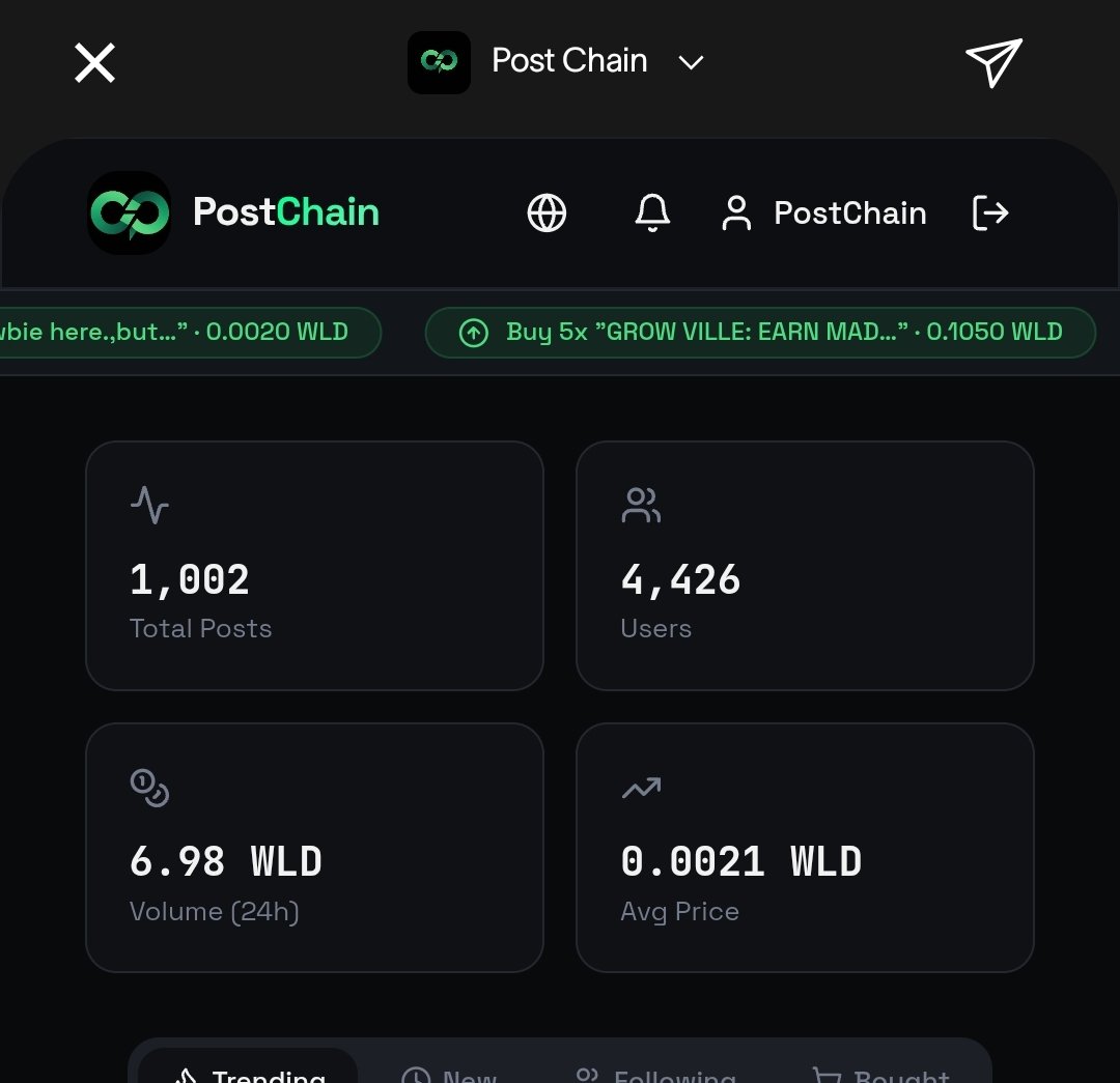 PostCoinOnWorld's tweet photo. Over 1k post on postchain can be traded. Every one making micro assets on new social media system. Thanks you for your support. 🤜🤛 https://t.co/6OggbYiNQr