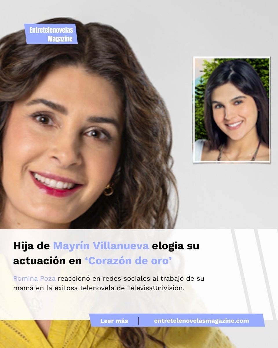 Hija de Mayrín Villanueva elogia la actuación de su madre en ‘Corazón de oro’
entretelenovelasmagazine.com/2026/03/29/hij…