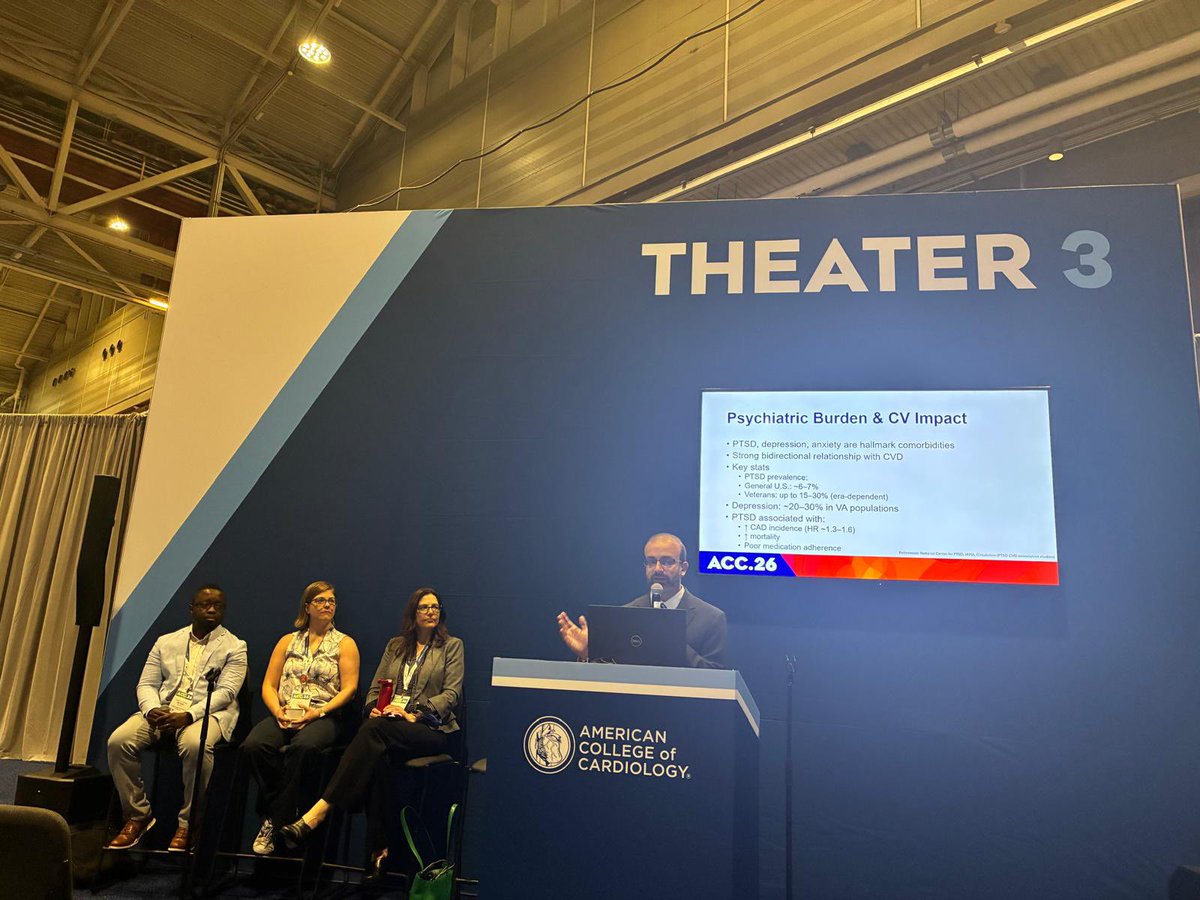 Umair2017's tweet image. Just wrapped up a great session at #ACC26 on launching a successful cardiology career in the VA 🇺🇸❤️

Insights on transitioning from private practice, understanding the Veteran population, and research opportunities, plus a lively panel! 👏📚

#Cardiology #VA @VAHouston