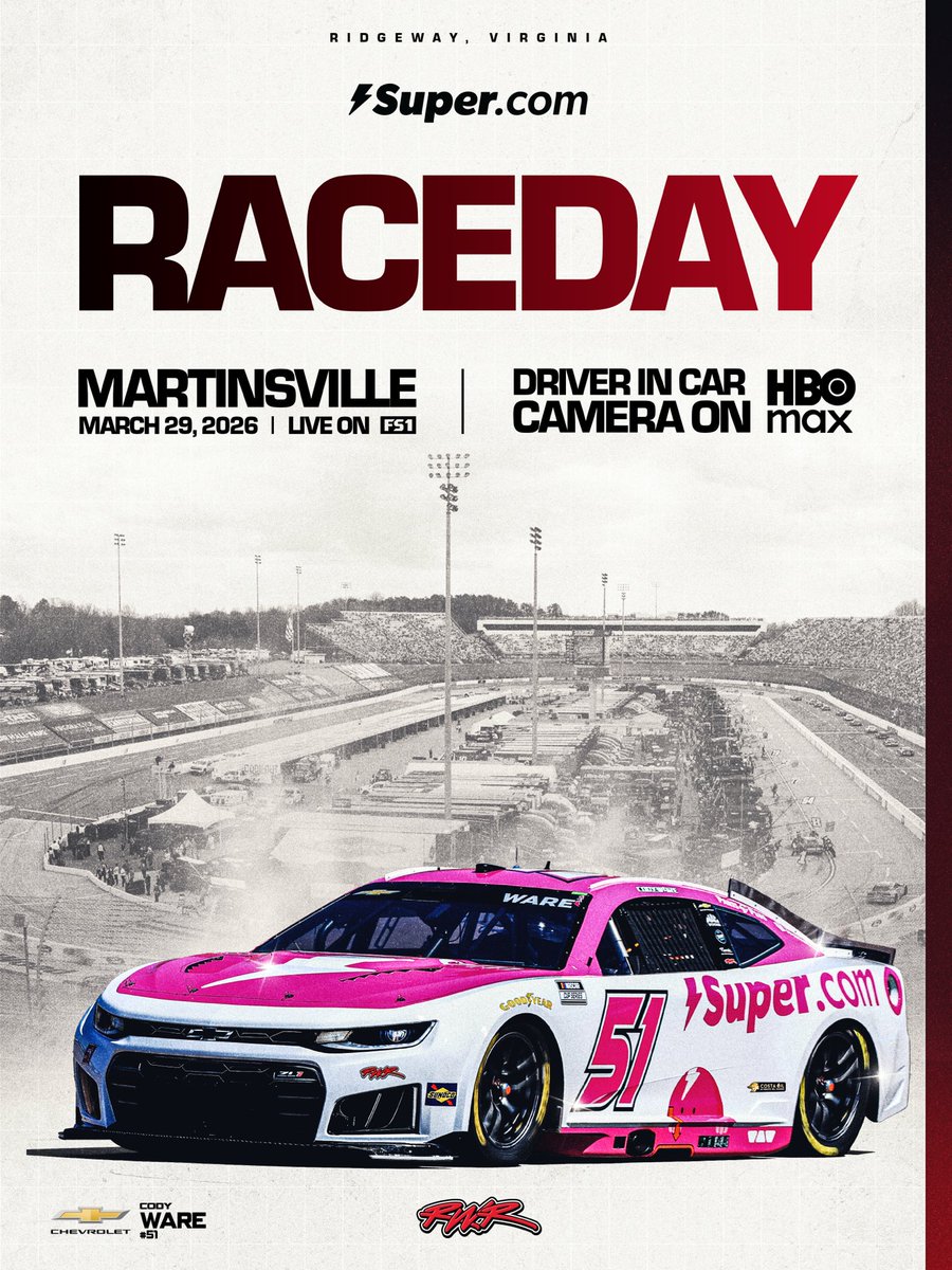 RickWareRacing's tweet image. #tunein RACEDAY @MartinsvilleSwy 
3:30pm ET @FS1 &amp;amp; in-car @hbomax