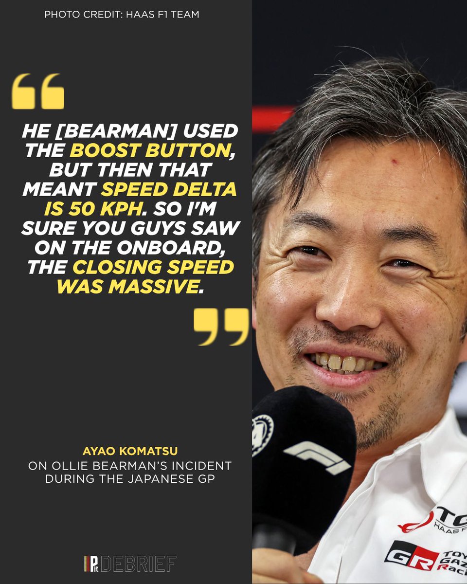 PitDebrief's tweet image. Not just an incident — a reflection of the current regulations.

The Bearman crash at Suzuka underlined a growing trend:
massive closing speeds and margins that are becoming increasingly unforgiving.

#F1 #JapaneseGP #Formula1