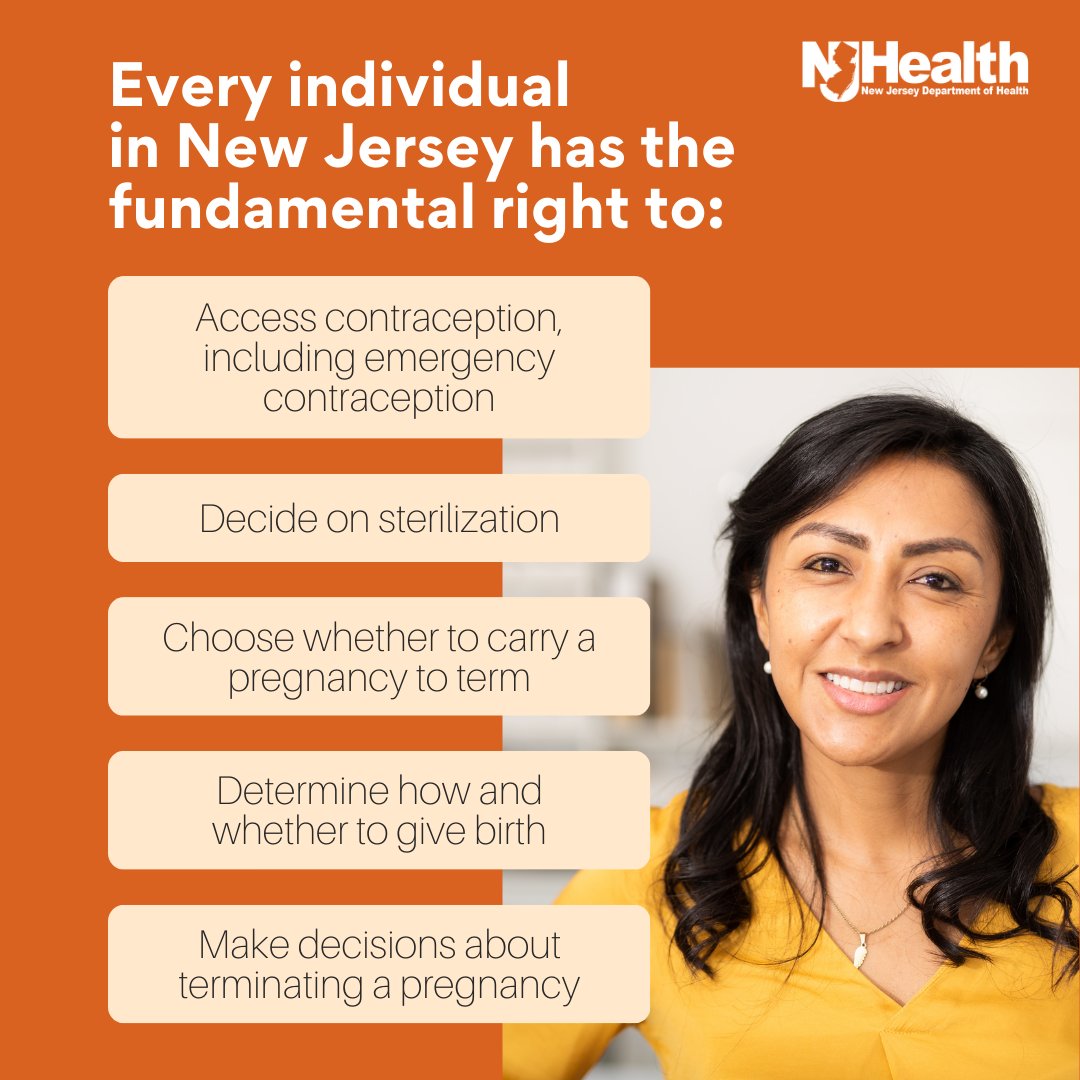 NJDeptofHealth's tweet image. Every individual in the State of New Jersey has the fundamental right to reproductive health care. Know your rights: reproductivehealth.nj.gov #HealthierNJ #ReproductiveHealth