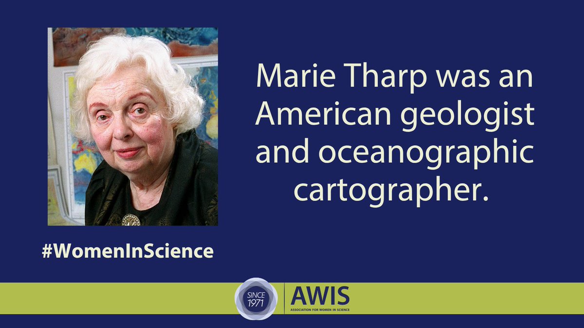 AWISNational's tweet image. Marie Tharp was an American geologist and oceanographic cartographer, recognized in 1997 by the Library of Congress as one of the four greatest cartographers of the 20th century.

awis.org/historical-wom… #WomenInScience @LamontEarth