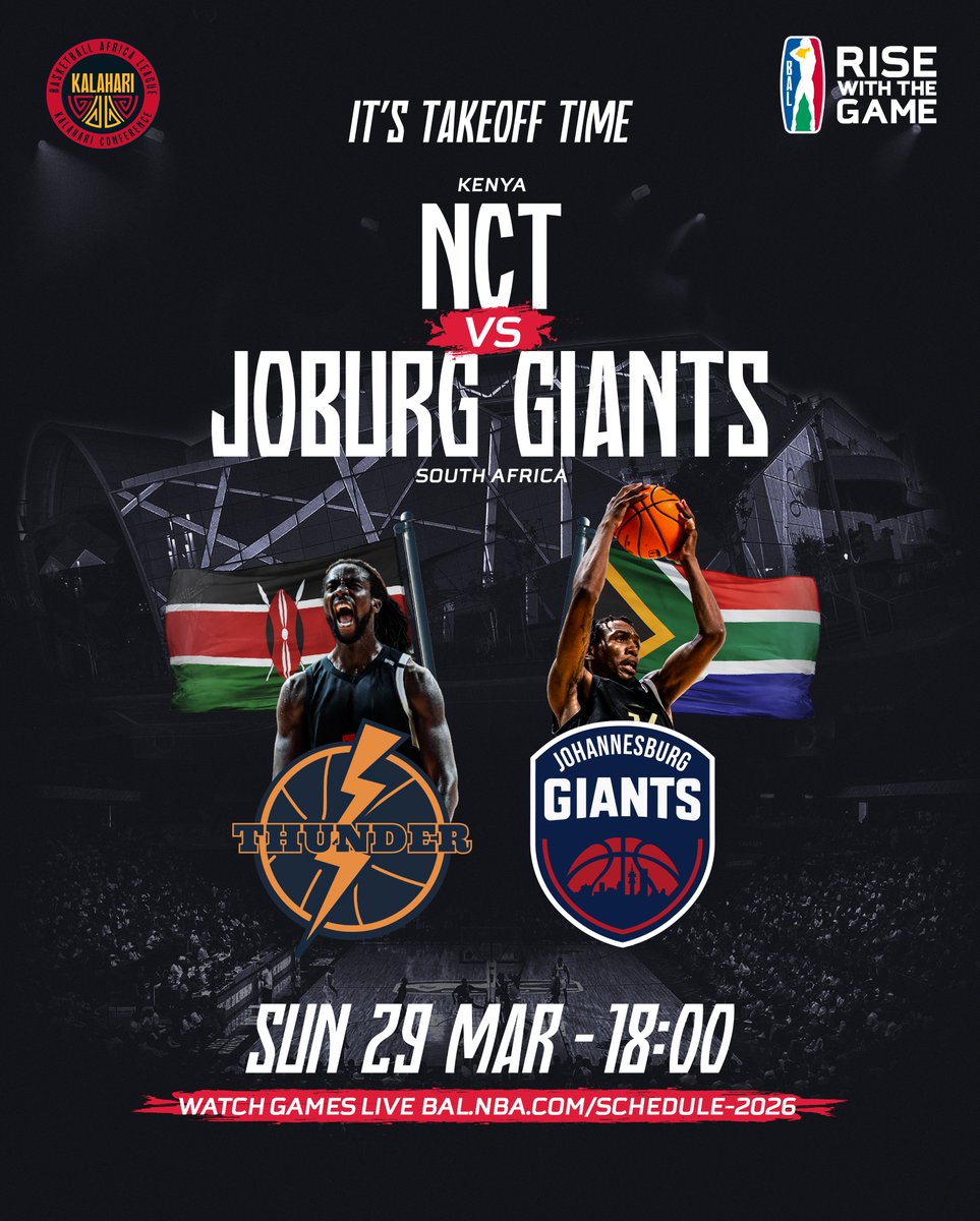 theBAL's tweet photo. Game Time! 🍿
🇰🇪 Nairobi City Thunder ⚡ Joburg Giants 🇿🇦
Watch the game live: https://t.co/K0JAF2u32x https://t.co/pVhNCiih5t