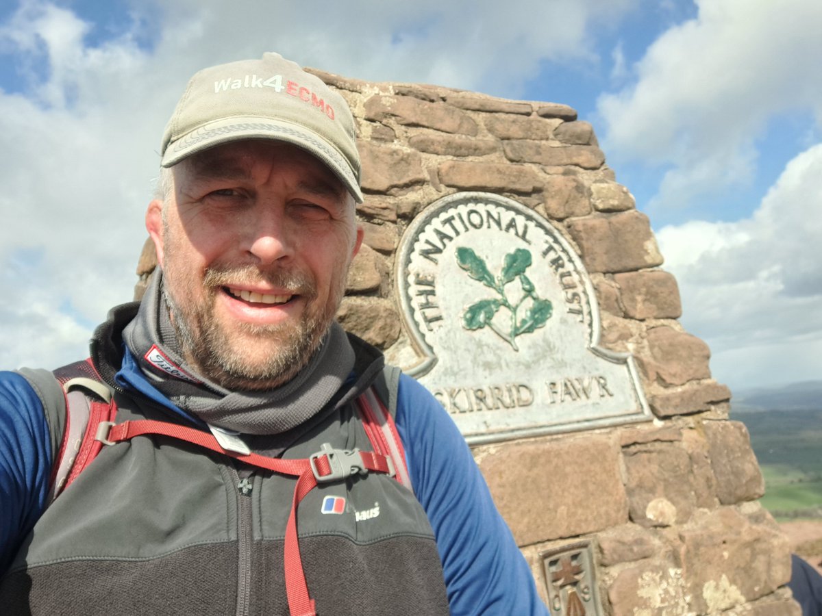 Walk4ECMO's tweet photo. Fantastic day yesterday on South Wales 3Peaks Trial - hiking Blorenge, Sugar Loaf and Skirrid Fawr in #Abergavenny. As every in my Walk4ECMO hat, supporting the incredible people saving lives with ECMO @GSTT_ICU @GSTTCharity https://t.co/Iix0WTGXYe