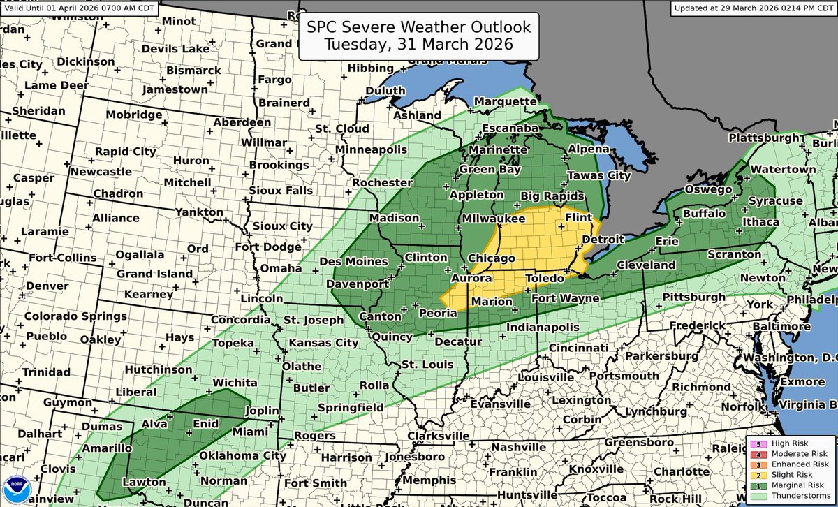 Severe weather chances are expected to increase over the Great Lakes ...