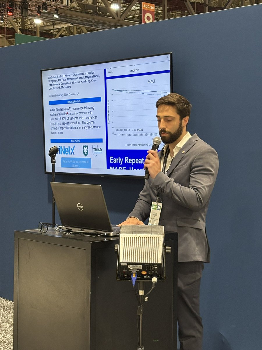 mabou_khalil's tweet photo. When it comes to redo ablation, timing matters.
@MassadChristian showed that early repeat ablation is associated with ↓ MACE, ↓ HF incidence, and ↓ AF progression, real-world data pushing us toward earlier intervention strategies.👏 #ACC26
@nmarrouche https://t.co/49Y6AmWQKV