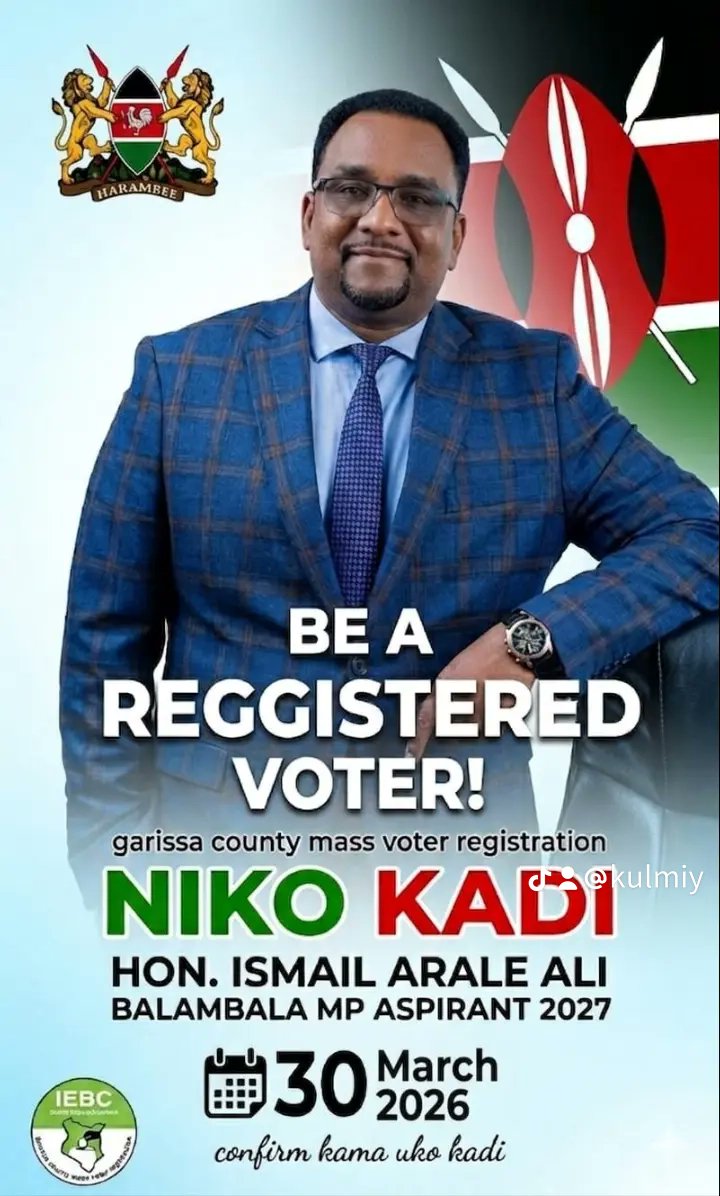 Warsamed1's tweet photo. Brothers and sisters from  Balambala, the time has come to stand together for change. Mheshimiwa Arale is stepping forward with vision, dignity, and commitment to serve our people. Let us unite behind him, register in large numbers and prepare to cast our votes. https://t.co/EA1rSnuQC2