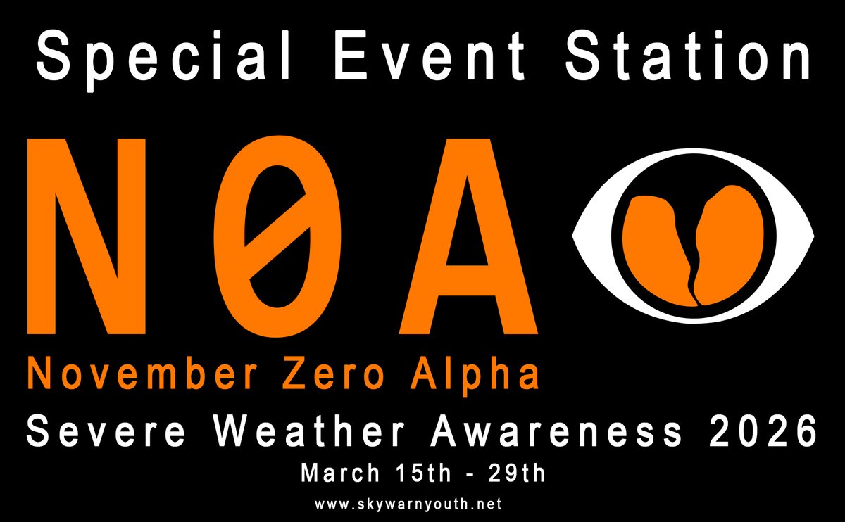 SkywarnYouth's tweet photo. Today is the final day of our Special Event Station for Severe Weather Awareness - N0A (November Zero Alpha). We have made over 2,000 contacts so far, and that number continues to rise thanks to all of you as well as our volunteer operators! 
This has been a blast!!! https://t.co/OmxmGUfEI0