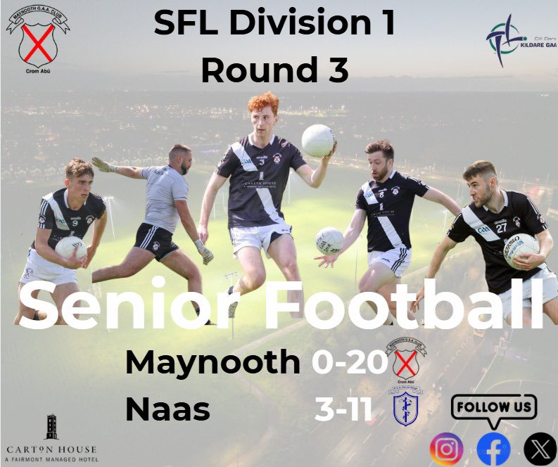 maynoothgaa's tweet photo. Well done to our senior footballers who fought back from 8 points down in the second half to earn a draw against Naas on Saturday evening⚫️⚪️ https://t.co/uHvOSQHely