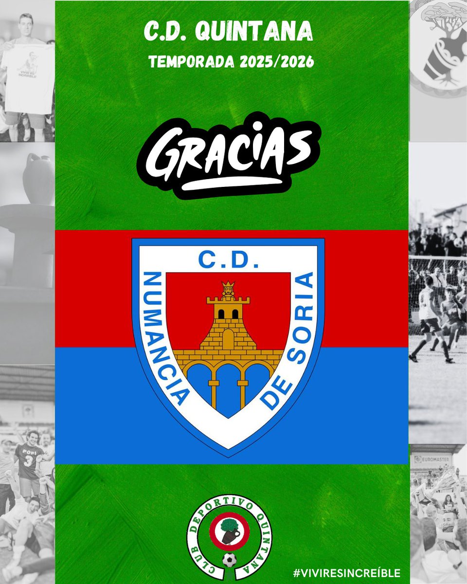 Queremos agradecer la amabilidad que habéis tenido desde el <a href="/cdnumancia/">CD Numancia</a> con toda nuestra gente en Los Pajaritos en la tarde de hoy. El detalle con los clubes de la provincia de darnos la oportunidad de asistir a los partidos os hace grandes. #AupaNumancia #VamosQuintana ❤️⚽️💚