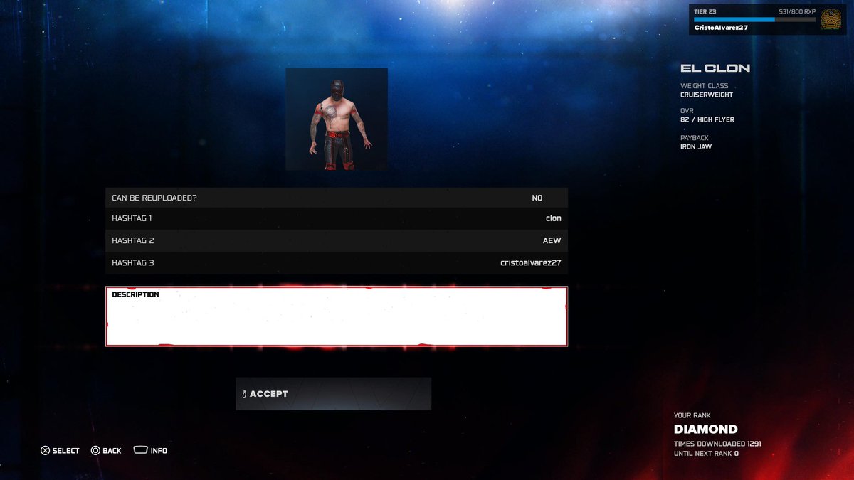 ALV27caws's tweet photo. El Clon para wwe2k26
#elClon #clon #arez #wwe2k26 #aew https://t.co/MeL1YauMyh