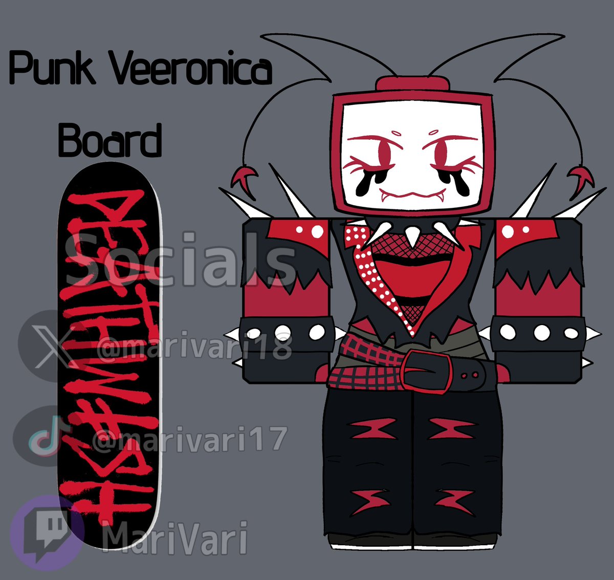 MariVari18's tweet photo. Skin Concept for #Veeronica
I made her a punk skin bc why not.
#Forsaken #forsakenroblox #art #forsakenconcept #forsakenveeronica #forsakenskin #veeronica https://t.co/ESKguw8Tif