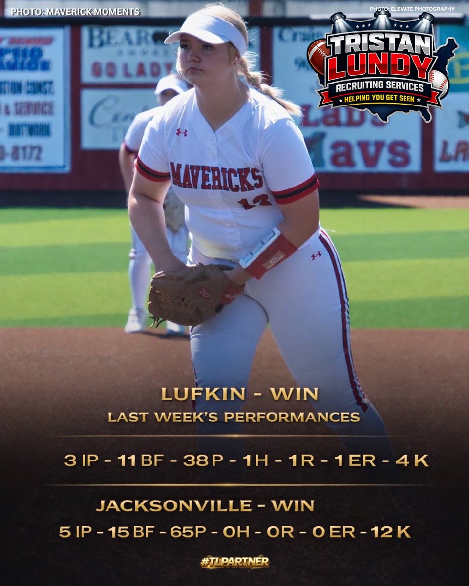 TristanLundyy's tweet photo. Marshall freshman Ashley Mentz had a dominant week in the circle.
W vs Lufkin: 3 IP, 1 H, 1 ER, 4 K
W vs Jacksonville: 5 IP, 0 H, 0 ER, 12 K
Now at 115 Ks on the season, ranked #66 in Texas (all classifications).
#TLPartner https://t.co/oVECfxG0wW