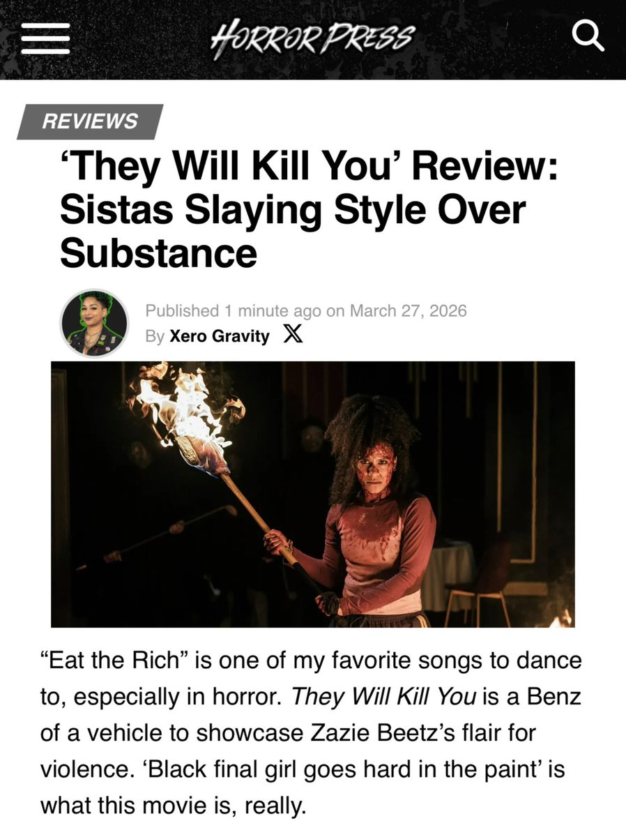 xghorror's tweet photo. Does THEY WILL KILL YOU have style? No doubt. Does it finesse the greater picture? Nah, but it doesn’t need to…

My new words are cutting through flesh like buttaaaaaahhh at @HorrorPressLLC 🔪🩸 https://t.co/5EPrAnFS5Z