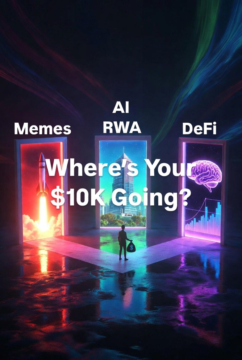 CryptoThro's tweet image. Quick degen poll for Sunday: If you deploy fresh $10K today into ONE narrative, is it Memes, RWA, AI, or DeFi? And which specific play?

#CryptoNarratives #Degens