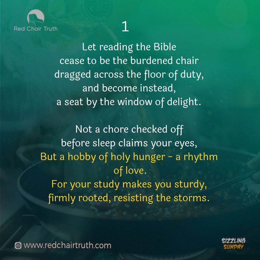 redchairtruth1's tweet image. What was meant to be a seat of delight became a burden of duty. What should give life reduced to routine. Yet the call remains—to grow beyond milk, to step into depth, to truly see. 

Join today’s Sizzling Sunday reflection.

#RedChairTruth #SizzlingSunday #RCT #ItaUdoh