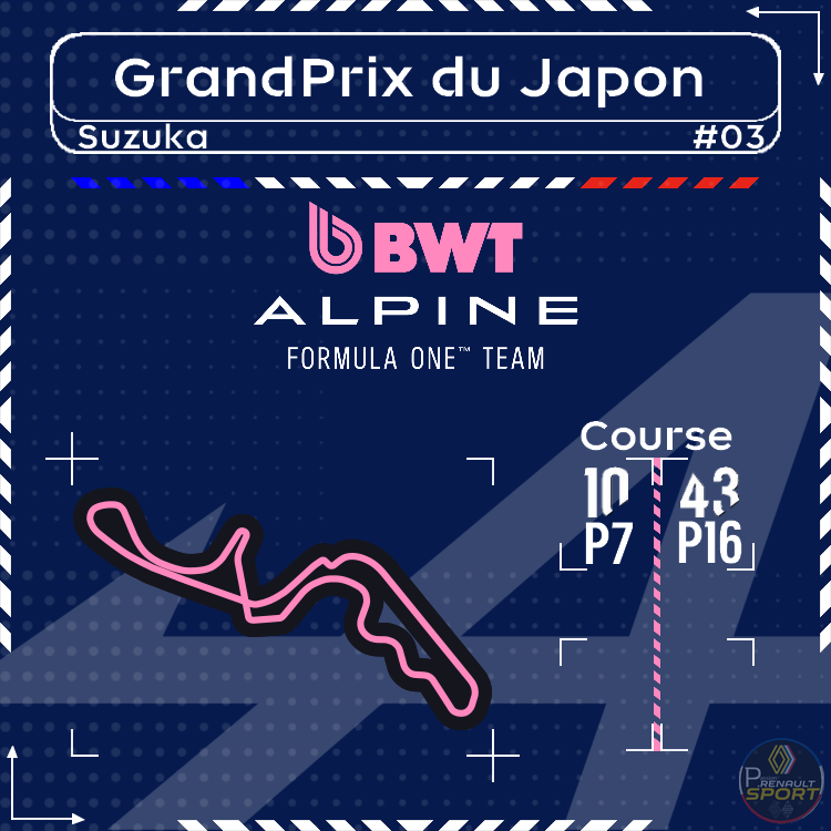 🟦ALPINE F1🟦

🇯🇵 GrandPrix du Japon
27 au 29 Mars 2026

#JapaneseGP | #F1 
#Alpine / #RenaultGroup / <a href="/AlpineF1Team/">BWT Alpine Formula One Team</a>