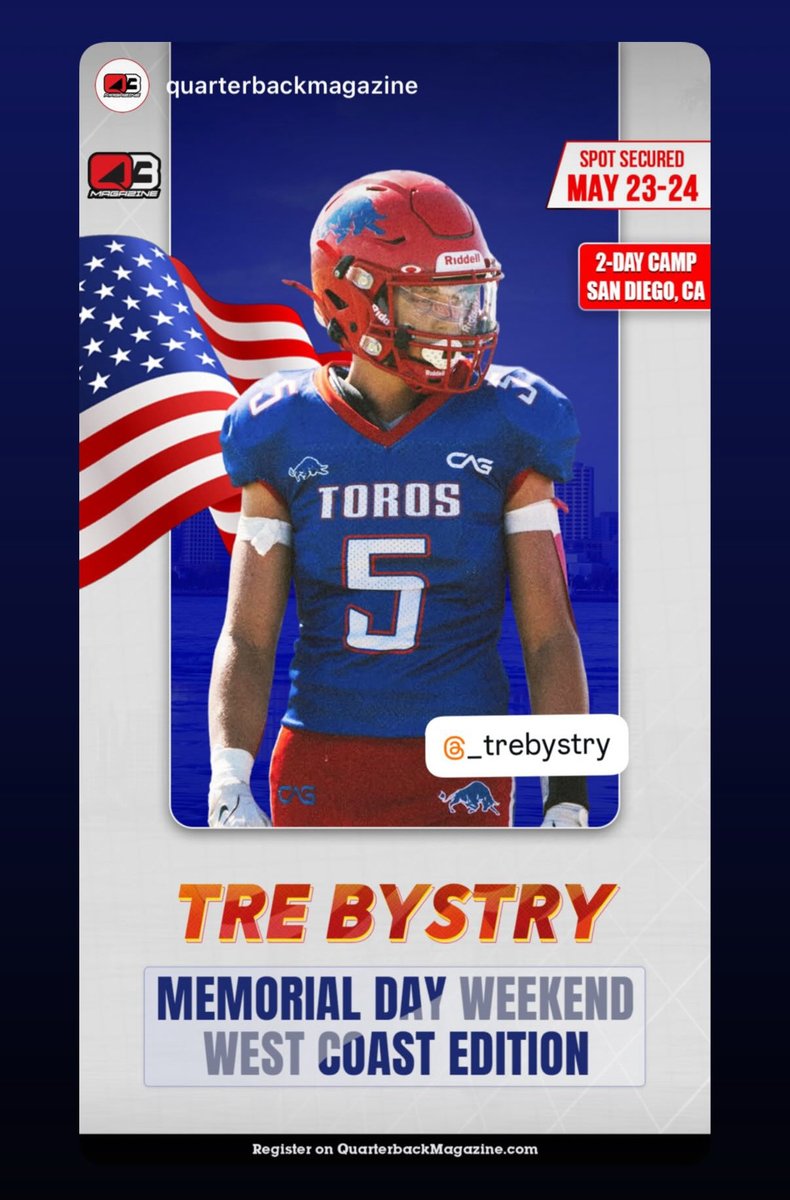 _trebystry's tweet photo. Can’t wait to work with @Elev8QBacademy and @quarterbackmag again this summer! https://t.co/ln2Tb2dLUN