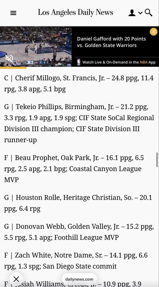 Ophsbbasketball's tweet photo. Congratulations to Beau Prophete on being named to the Los Angeles Daily News all area team! https://t.co/sSPana02e9