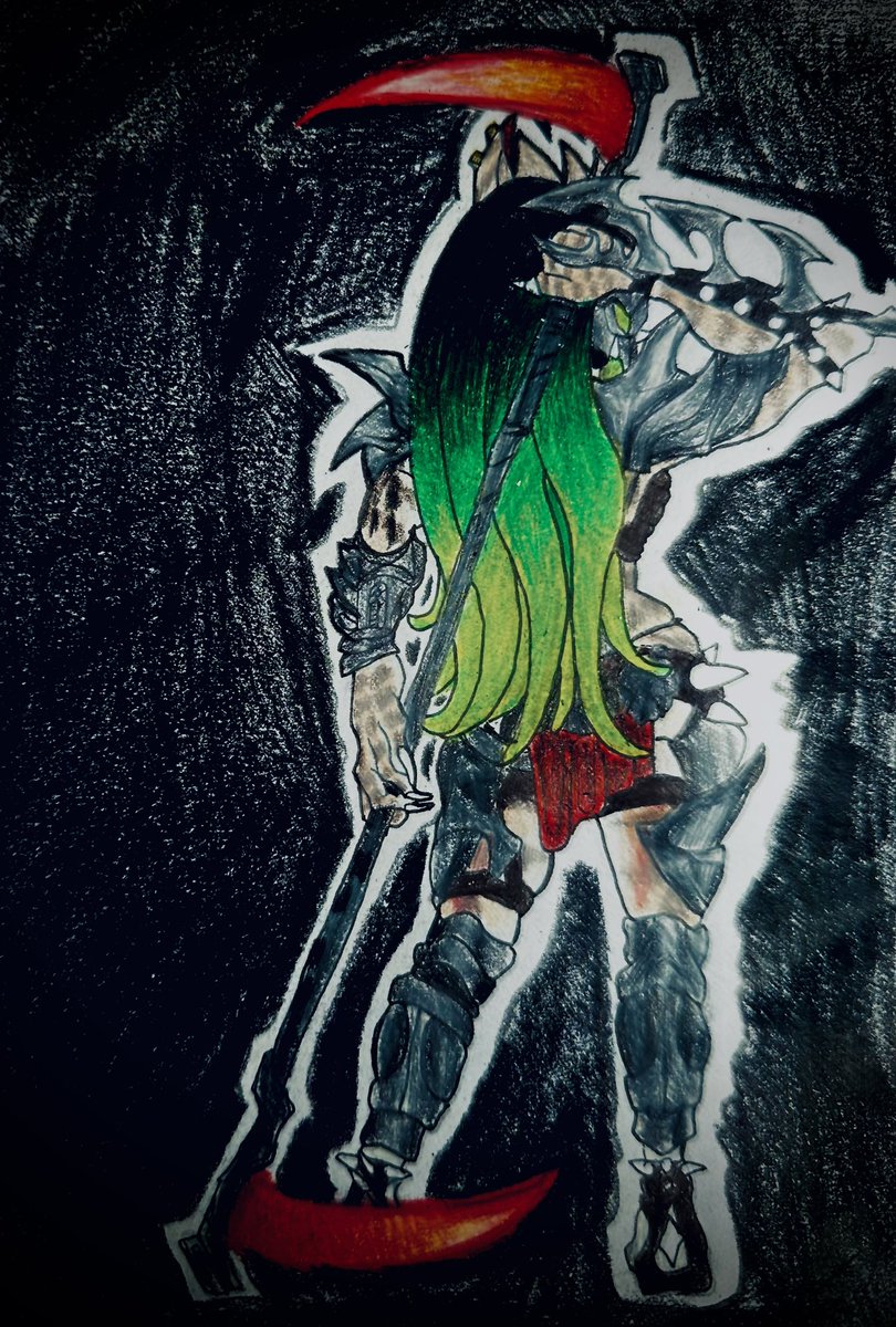 Grinn flexing her plasma scythe #yautja #predator #yautjaart #predatorart #femaleyautja #femalepredator #yautjaoc #predatoroc #art