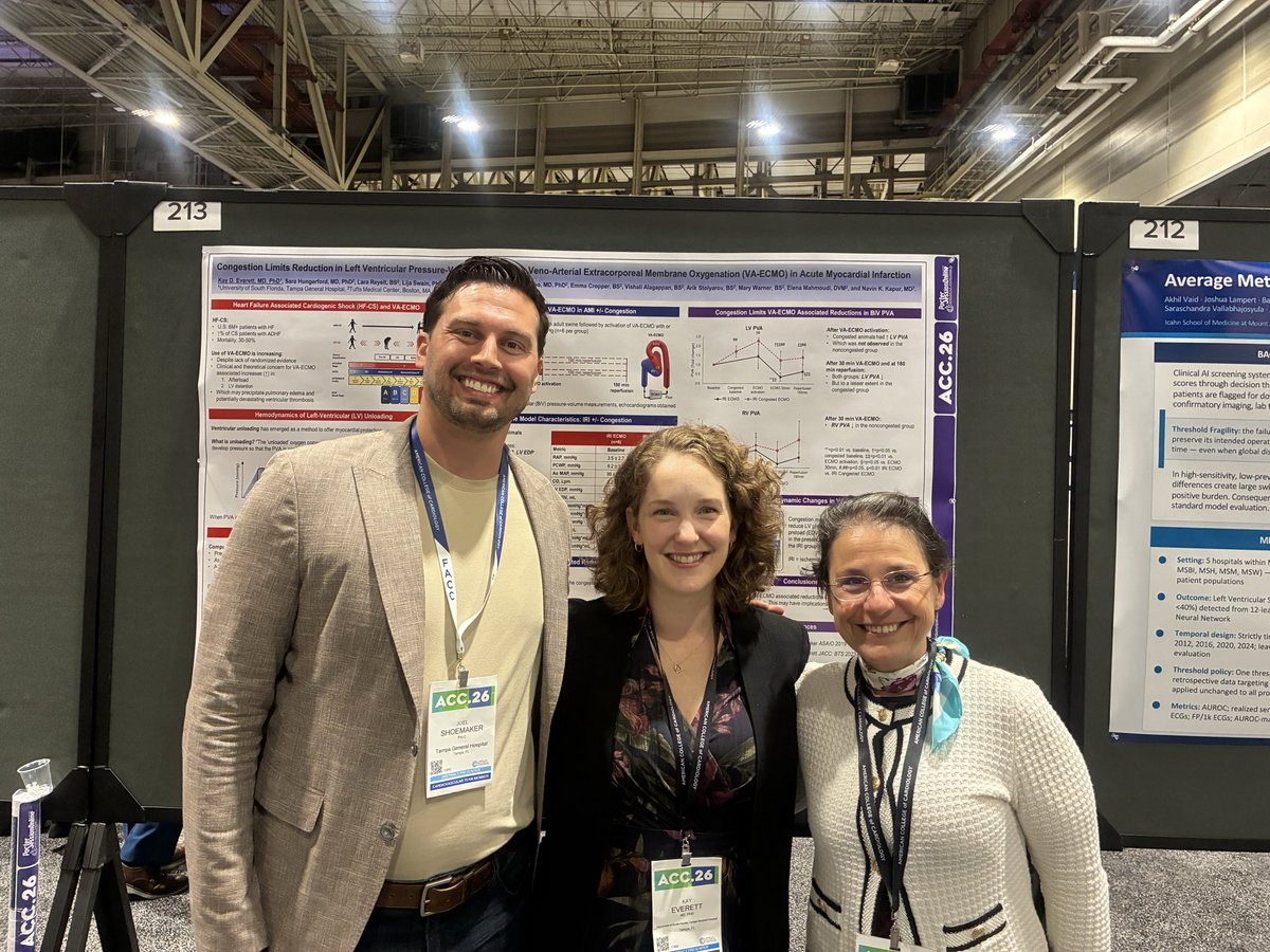 KayEverettMDPhD's tweet photo. Glad to present our lab’s work at #ACC2026 showing how congestion alters LV loading in #VAECMO. More to come on #preload vs #afterload targets in AMI + HF. #MCS #hemodynamics @USF @TGHCares https://t.co/T8LtUB3Xz9