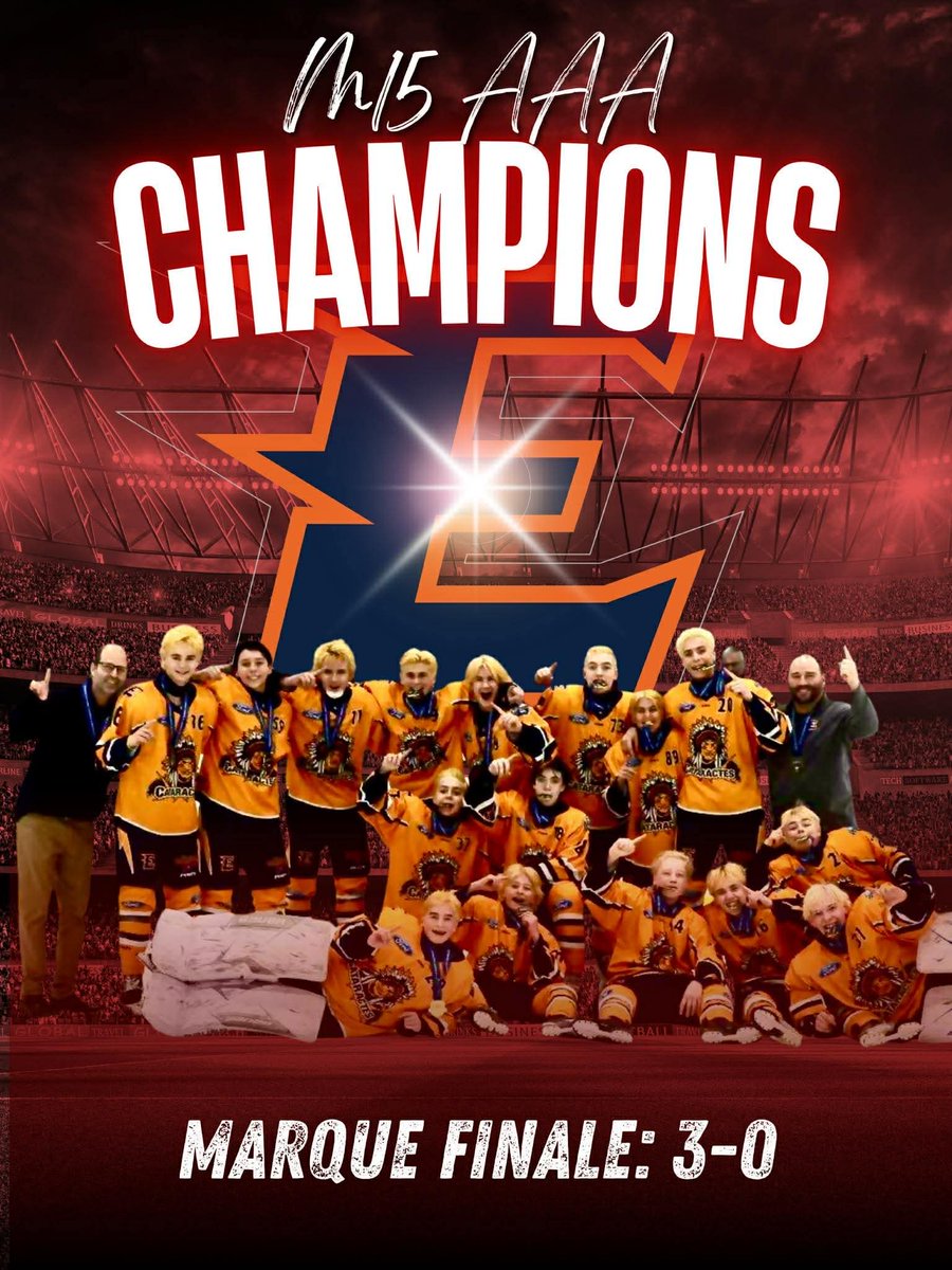 MartinMondou's tweet photo. Félicitations aux @EstacadesHockey #BantamAAA qui remportent les séries éliminatoires aux couleurs des @Cataractes_Shaw 🤩🏆💛🔵🧡 https://t.co/7SUV3OXc4V