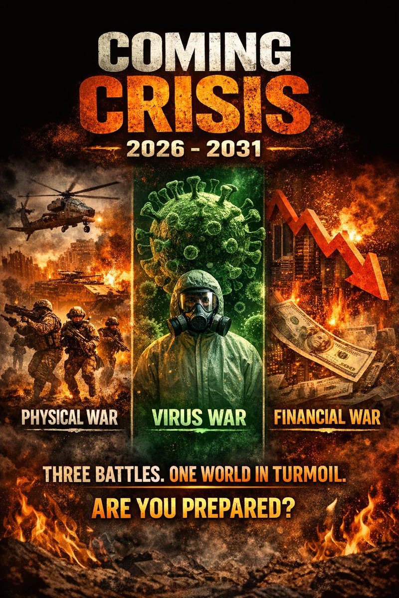 sanjeev_astro's tweet photo. The coming years (2026–2031) may not be defined by one war—but three:
⚔️ Physical war
🦠 Virus / pandemic war
💰 Financial war
Different battlefields. Same global impact.
Prepare beyond the obvious.
@PMOIndia @HMOIndia
#FutureWars #GlobalWarning #StayAware https://t.co/Yv7dlzSlGU