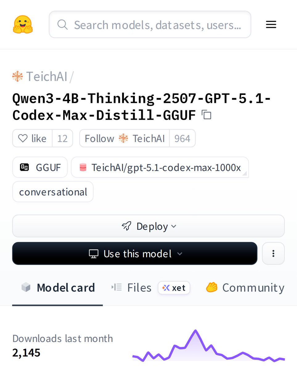 HuggingModels's tweet photo. Meet Qwen3-4B-Thinking-2507: a distilled powerhouse that's making waves. This GGUF model brings advanced reasoning to local machines, letting you run sophisticated AI without cloud costs. Perfect for developers wanting cutting-edge capabilities offline. https://t.co/my4iVCA32h