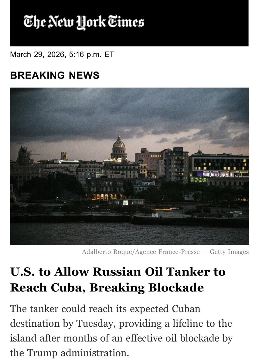 If Trump dictates which tankers can access Cuba’s ports, then he has no right to complain when Iran dictates which tankers can pass through the Strait of Hormuz.

#Iran #Cuba