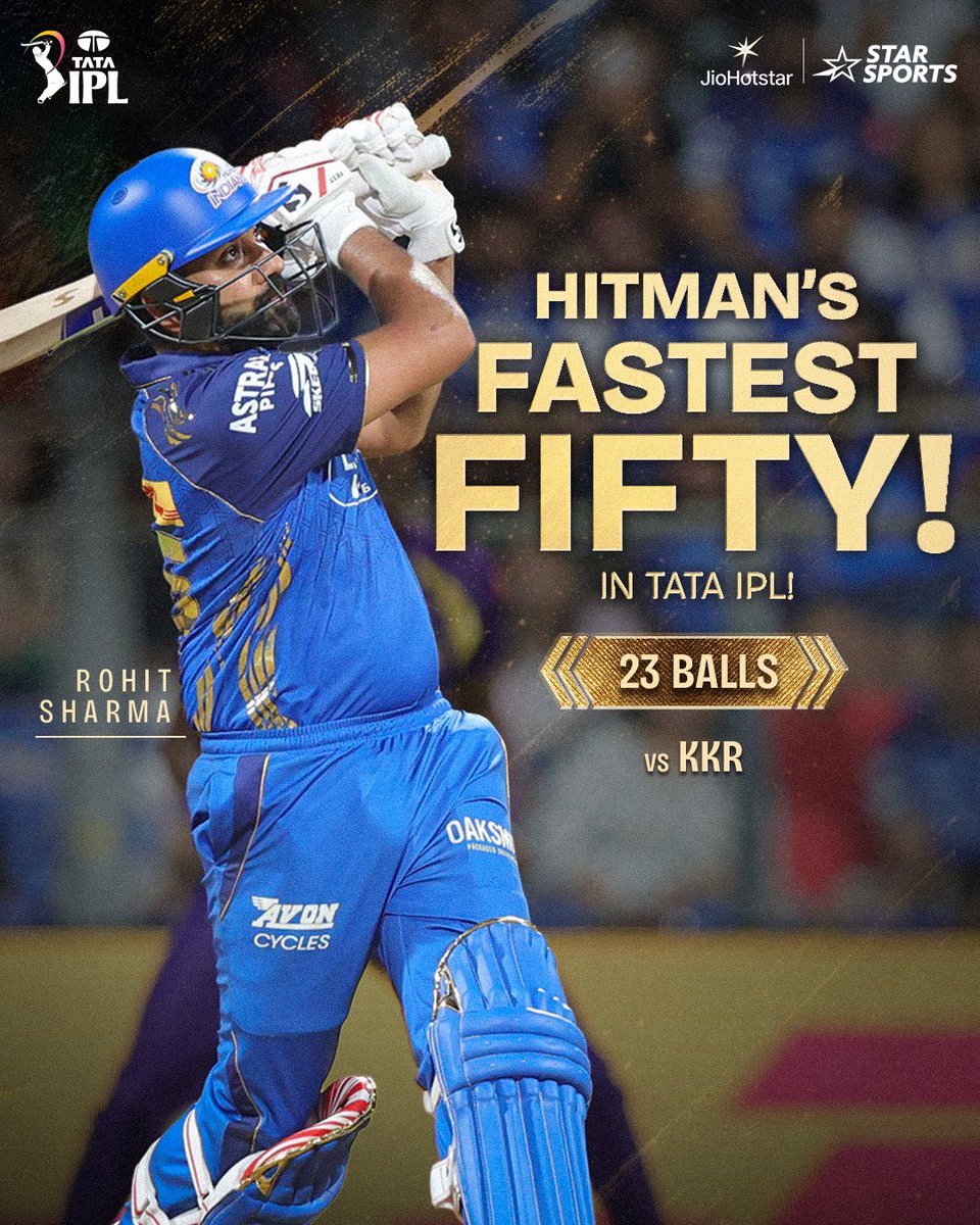 Just 𝗛𝗜𝗧𝗠𝗔𝗡 things! 😎

Rohit Sharma is guiding #MI to a dominant win! 💙👍

Hope you ain't missing it!! 👀

#TATAIPL 2026 | #MIvsKKR | LIVE NOW 👉 hotstar.onelink.me/UsKp/6fj4csud