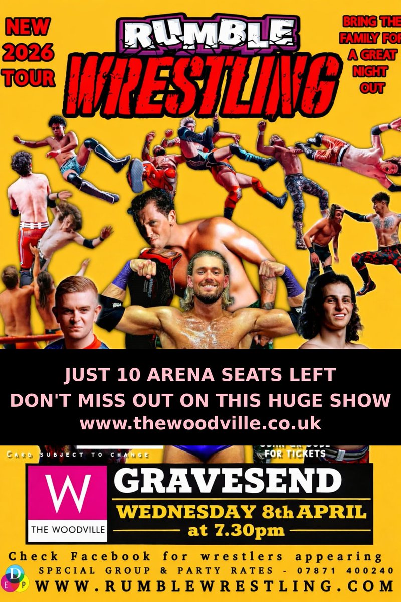 RumbleWres_Pro's tweet photo. THERE ARE JUST 10 YES 10 ARENA SEATS remaining for our big Easter Show in Gravesend - 7 matches - including the first rounds of the Golden Grappler Trophy and the BIGGEST 8 man feud in Rumble Wrestling history WED 8 APRIL at 7.30pm
https://t.co/BVSuiSSRsg
https://t.co/qqhlDuhuqv https://t.co/SiBag45n6X