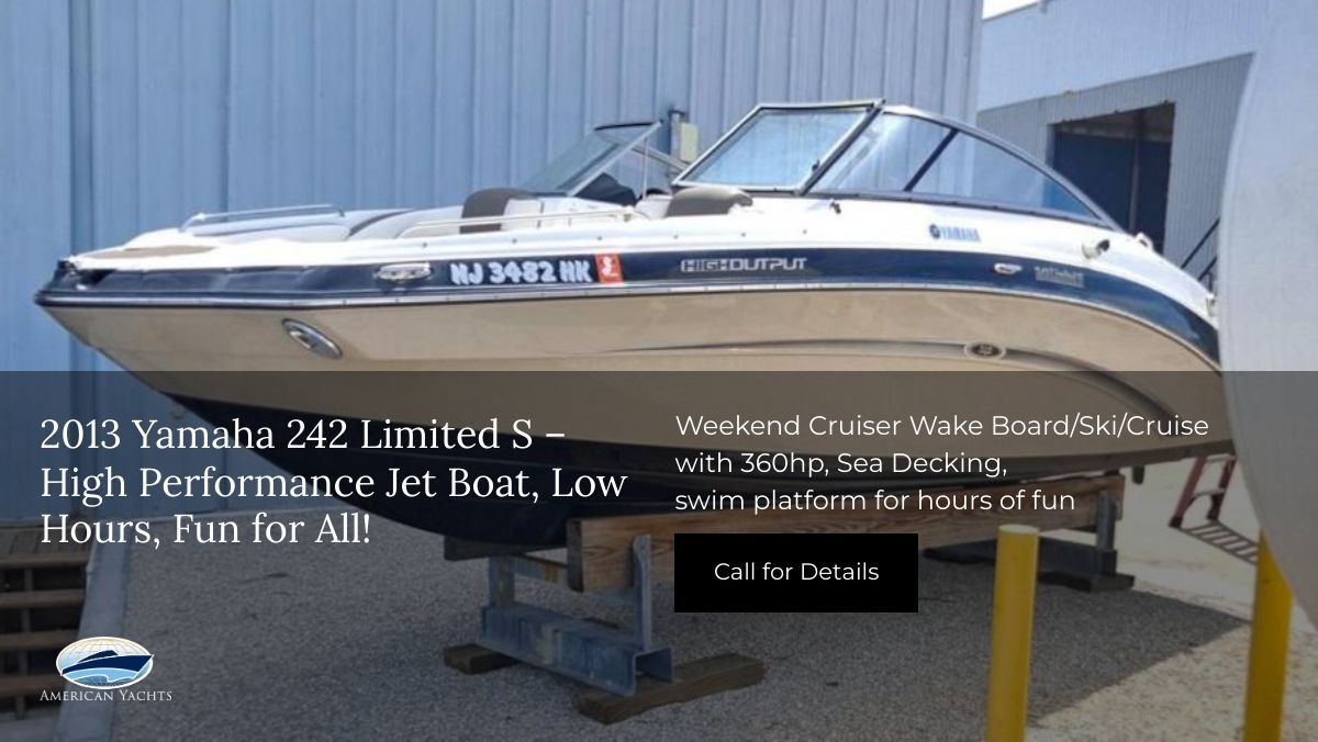 American_Yachts's tweet image. 2013 Yamaha 242 Limited S – 360hp, Sea Decking, swim platform, and only 639 hours! A perfect jet boat for fun on the water. Call for more details! 
Capt Ross Wiltse 630-699-5066 
buff.ly/AhY52Gf 
#YamahaBoats #JetBoats #WaterFun #BoatingLife #Wakeboarding