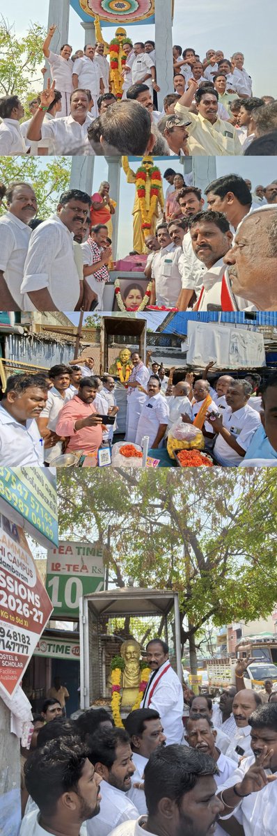 Arunmozhi_thev's tweet photo. இதயதெய்வம் புரட்சித்தலைவி அம்மா அவர்களின் நல்லாசியுடன், கழக பொதுச் செயலாளர், நாளைய முதல்வர், புரட்சித்தமிழர் மாண்புமிகு அண்ணன் @EPSTamilNadu  அவர்களின் ஆணைக்கிணங்க

புவனகிரி சட்டமன்றத் தொகுதியின் அனைத்திந்திய அண்ணா திராவிட முன்னேற்றக் கழகம் தலைமையிலான தேசிய ஜனநாயக கூட்டணியின் வேட்பாளராக அறிவிக்கப்பட்டு, இன்று 29.3.2026 காலை 9.30 மணியளவில், 

புவனகிரியில் உள்ள புரட்சித்தலைவர் எம்ஜிஆர் அவர்களின் திருவுருவ சிலை, புரட்சித்தலைவி அம்மா அவர்களின் திருவுருவப்படம், பேரறிஞர் அண்ணா அவர்களின் திருஉருவ சிலை, அண்ணல் அம்பேத்கர் அவர்களின் திருவுருவ சிலை, தந்தை பெரியார் அவர்களின் திருவுருவ சிலை ஆகியவற்றிற்கு மாலை அணிவித்து மரியாதை செலுத்தினேன். 

தொடர்ந்து காலை 11.00 மணிக்கு சேத்தியாத்தோப்பில், புவனகிரி தொகுதியில் உள்ள தேசிய ஜனநாயக கூட்டணி கட்சிகளின் மாநில, மாவட்ட, ஒன்றிய நிர்வாகிகள் சந்திப்பு நிகழ்ச்சி நடைபெற்றது. இந்நிகழ்ச்சியில் மாற்றுக்கட்சியினர் பலர் கழகத்தில் இணைந்தனர்.  

மாலை 3.30 மணியளவில் புவனகிரி பேரூராட்சியில் நடைபெற்ற பூத் கூட்டம் சிறப்பாக நடைபெற்றது. அக்கூட்டத்தில் திமுக உள்ளிட்ட மாற்று கட்சிகளிலிருந்து 50 க்கும் மேற்பட்டோர்  கழகத்தில் இணைந்தனர். 

தொடர்ந்து என்எல்சி நிறுவனத்திற்கு வீடு, நிலங்களை கொடுத்து பாதிக்கப்பட்ட விவசாய சங்கங்களின் கூட்டமைப்பு சார்பில் நடைபெற்ற கூட்டத்தில் கலந்து கொண்டோம். அதில் பாதிக்கப்பட்ட விவசாயிகள் இரட்டை இலை சின்னத்திற்கு வாக்களிக்க தீர்மானம் நிறைவேற்றினர். கழக நிர்வாகிகளும், பொதுமக்களும் திரளாக பங்கேற்றனர்.

#Vote4AIADMK
#Epsfor2026